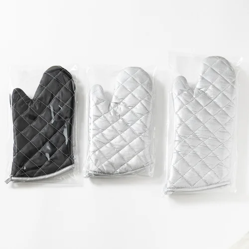 Heatproof Silver-Coated Oven Gloves 4 Thermal-Resistant Oven Gloves Two Sizes 17x40cm and 17x31cm | XBAKING