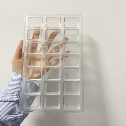 21-Cube Square Dubai Chocolate Mold 11 21 Cube Dubai Chocolate Mold PC Plastic Detail Wholesale | XBAKING